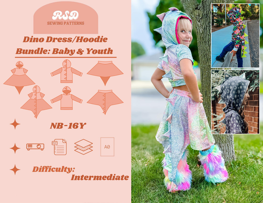 Baby & Youth Bundle Dino Dress/Hoodie PDF